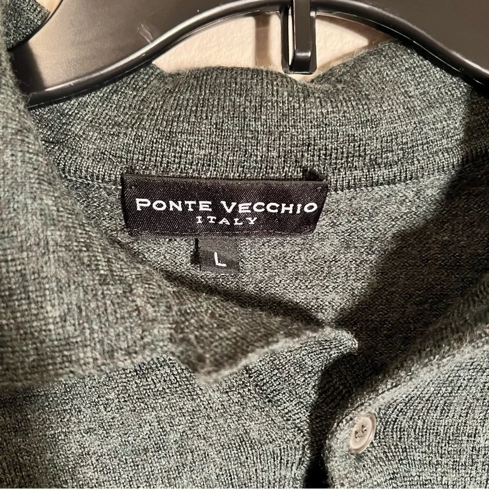 Ponte Vecchio Men's Olive Green Knit Polo Sweater
